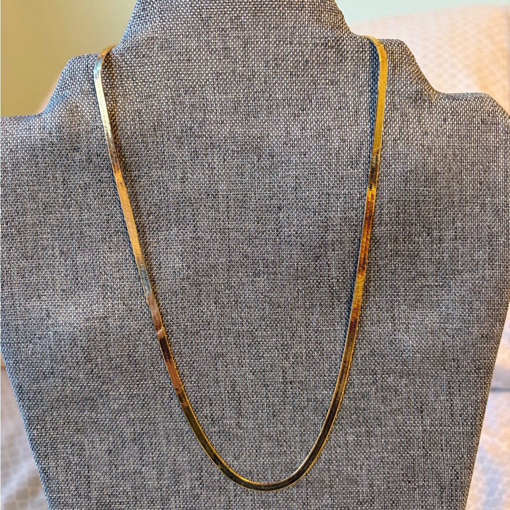 Yellow Gold 925 Italy herringbone necklace